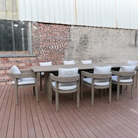 Ensemble de table à manger d'extérieur Hangkai personnalisable, moderne, durable, avec cadre en alliage d'aluminium thermolaqué, pour jardin et hôtel/villa