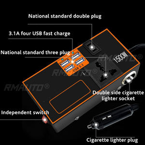 Convertisseur d'alimentation portable pour voiture 1500W DC 12V/24V vers AC 220V avec 4 ports USB, chargeur rapide, prise universelle pour voiture - Product Image 6