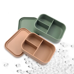 Custom 3 Compartment BPA Free Food Grade Fresh Keeping <b>Portable</b> Kids Bento Box Food Storage Container Silicone Lunch Box - Product Image 5