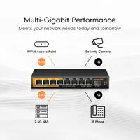 KeepLiNK 9-Port Multi-Gigabit LAN Switch dengan 8-Port 2.5Gb Ethernet 1-Port 10G SFP 100m Network Switches dengan Fungsi VLAN