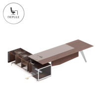 Meubles de bureau commerciaux, bureau de direction moderne en forme de L, bureau de patron de luxe, bureau de PDG en bois, solution de bureau tout-en-un
