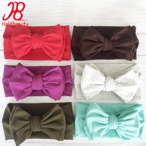Mềm bé cotton hữu cơ đôi cung Headband Top Knot Bow Stretch Knit Headband mô hình tùy chỉnh chấp nhận được - Product Image 1