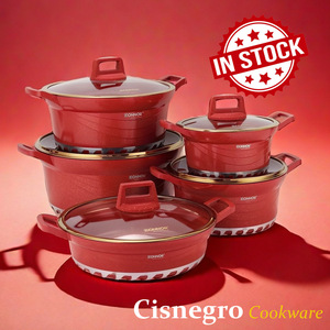 Batterie de cuisine à fond turbine à chauffage rapide, <span class=keywords><strong>10</strong></span> pièces, comprenant des casseroles à soupe 20/24/28/32CM et une poêle peu profonde 28CM, base universelle, gain de place - Product Image 4