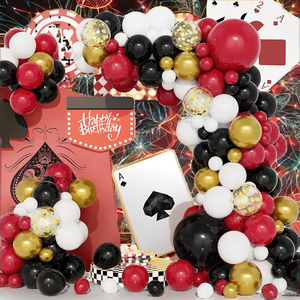 Décorations de fête d'anniversaire sur le thème du <span class=keywords><strong>casino</strong></span>, arche de ballons métalliques rouge, noir et blanc, jeu de poker, retour à l'école, Saint-Valentin - Product Image 2