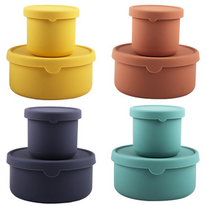 Silicone <b>Lunch</b> <b>Box</b> 700ml 250ml Flip Top Airtight <b>Microwave</b> Safe Food Storage Container For Office Students Back To School - Product Image 5