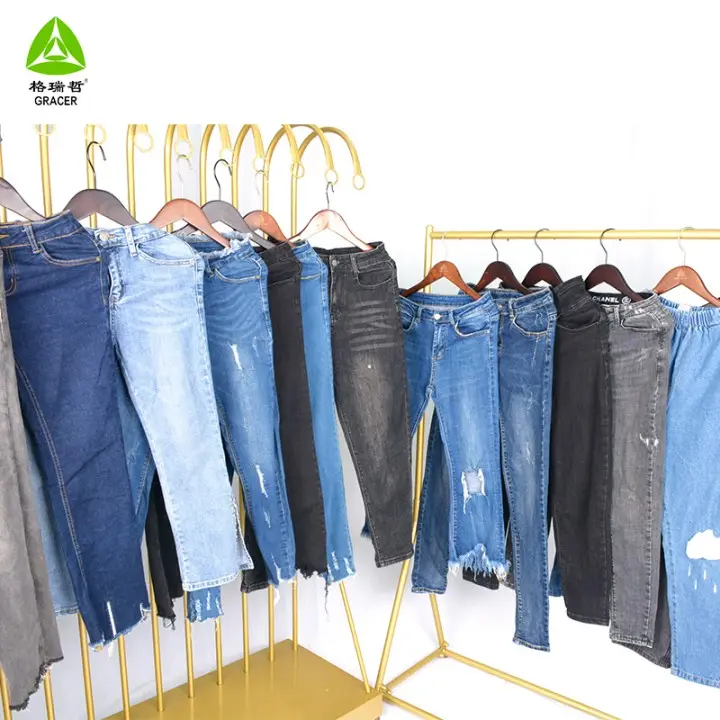 Second Hand Factory Container Gebrauchte Kleidung Damen Jeans Hosen Ballen 100kg In Kanada