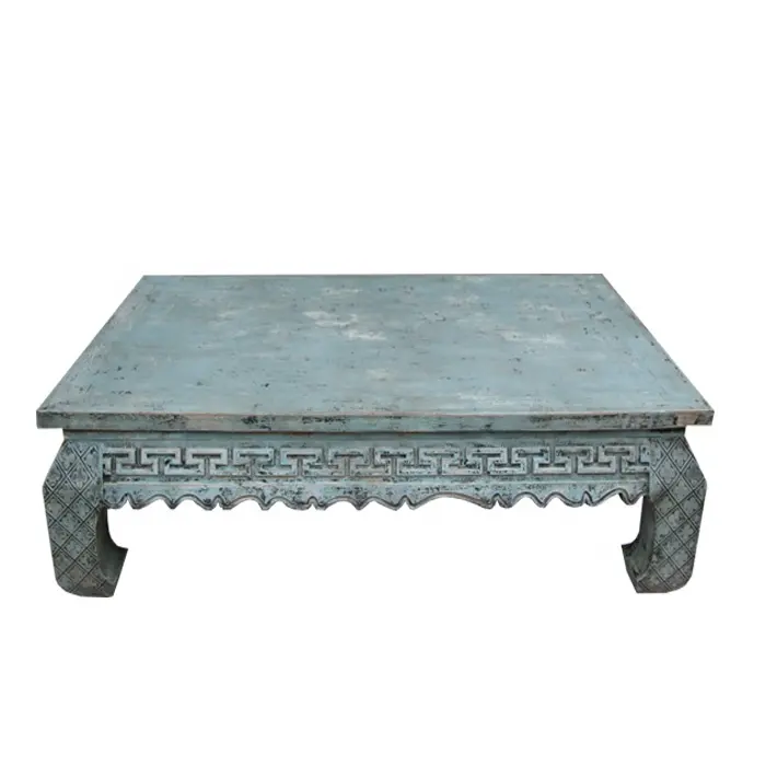 Chinese reclaimed solid wood distressed furniture vintage old antique reclaimed solid wood carved central coffee Table