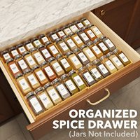 Organisateur de tiroir à épices extensible en bambou à 4 niveaux, antidérapant, pour comptoir de cuisine, pour herbes et outils d'épicerie