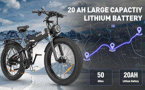 Bicicleta eléctrica plegable de 26 pulgadas y 21 velocidades con batería de litio de 48V20AH, freno de disco hidráulico, bicicleta eléctrica plegable para adultos. - Product Image 3