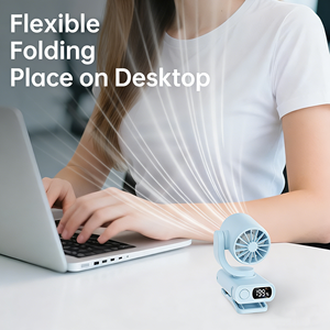 Ventilateur portable pliable rechargeable en plastique, mini turbo, pour extérieur, avec clip, moteur sans balais, 8+ heures d'autonomie, silencieux - Product Image 6