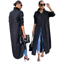 Nouvel arrivage de manteau chemise à manches longues de couleur unie pour femmes élégant manteau de chemise ample à la mode pour femmes