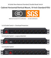 Armoire réseau 19 pouces sur mesure, norme européenne, avec multiprise PDU et protection contre les surcharges avec disjoncteur