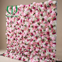 Backdrop Dinding Bunga Mawar Hydrangea Buatan Tangan 3D 5D Real Touch untuk Dekorasi Rumah, Pesta Pernikahan, dan Fotografi Grosir