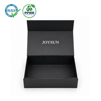 Boîte cadeau en papier pliable de luxe noire pour vêtements et accessoires, avec logo UV personnalisé, vente en gros