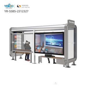 Moderno Riparo per Fermata dell'Autobus in Acciaio Zincato con Lightbox Pubblicitario per Strade Urbane e Strutture Pubbliche - Product Image 3