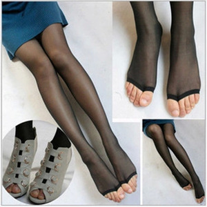 Mu Ruan Sheer Ultra Thin 0D T-Crotch Pantyhose Dark Gray Skin Color Coffee Solid Color Cotton Peep Toe For Women - Product Image 1