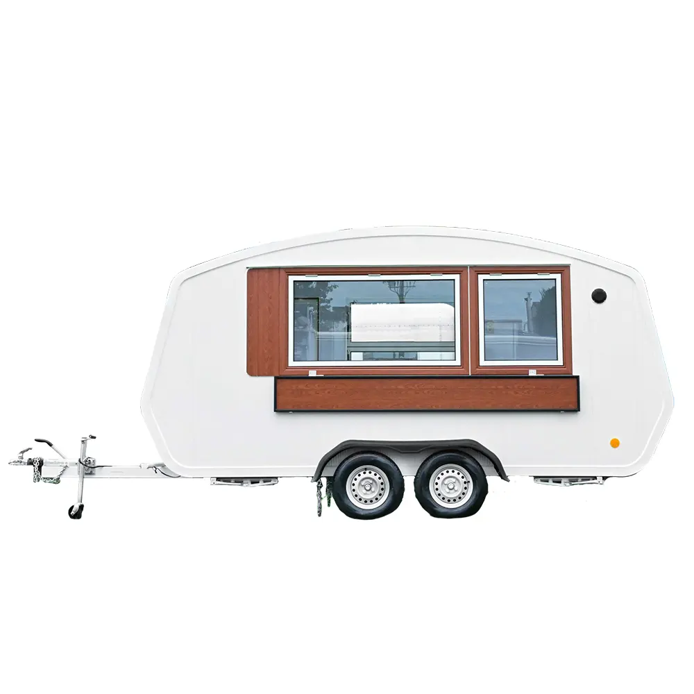 Carrello per alimenti e rimorchi per alimenti completamente attrezzati Mobile Hot Dog Coffee Ice Cream Fast Food Truck Van con cucina completa in vendita