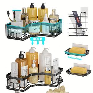 5 Pack Shower Caddy <b>Corner</b> Adhesive Wall Mounted Metal <b>Bathroom</b> Storage Holder Shower Caddy Organizer Rack Shelves for Home - Product Image 1