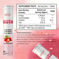 OEM Yetişkinler İçin Efervesan Biotin Tabletleri Doğal Vitamin Takviyesi Sağlıklı Saç, Cilt ve Tırnakları Destekler 1000-4000mg Seçenekleri 20'li Paket