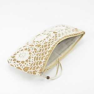 Portafoglio bianco all'uncinetto Clutch con motivo Vintage fiore bohémien per la moda primavera ed estate - Product Image 6