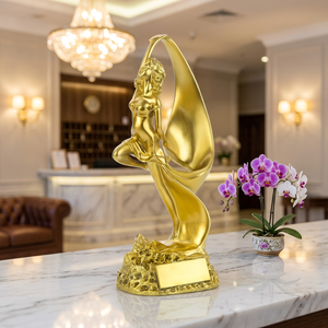 Estatua <span class=keywords><strong>de</strong></span> Mujer Dorada, Figura <span class=keywords><strong>de</strong></span> <span class=keywords><strong>Dama</strong></span> Bailando, Escultura Artística, Trofeo, Decoración Moderna <span class=keywords><strong>de</strong></span> Escritorio, Regalo Coleccionable, Venta al Por Mayor - Product Image 2