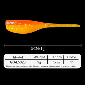 Gs <span class=keywords><strong>precio</strong></span> al por mayor 5cm 1g renacuajo cebo suave doble Color paleta cola Pvc Polliwog señuelo de pesca suave gusano con gancho de manivela - Product Image 4