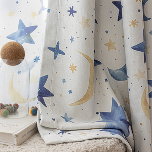 1 Pezzo Tenda <span class=keywords><strong>per</strong></span> Bambini Personalizzabile con Stampa Stelle e Luna, con Occhielli, <span class=keywords><strong>per</strong></span> Finestra a Bovindo, Soggiorno, Decorazione Domestica, 100% Poliestere, Alta Oscurante - Product Image 3