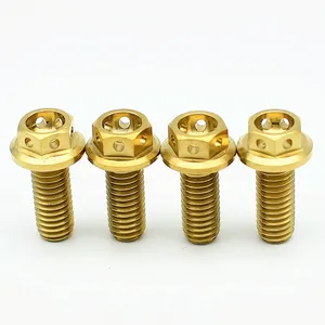 Pernos de titanio M6X 10 15 20 25 30 35 40 50mm DIY MTB Ti oro/Muticolor hueco brida la exterior hexagonal Ti tornillos de cierre 4pcs