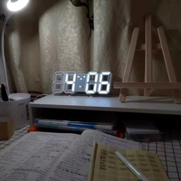 Horloge de bureau numérique 3D lumineuse dans le noir, murale, à commande vocale, alarme silencieuse
