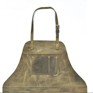Delantal de cuero ajustable de primera calidad con logotipo personalizado para Taller de cocina Delantal de chef unisex - Product Image 4