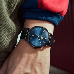 Reloj de Cuarzo Elegante para Mujer SKED, Caja Redonda de 36 mm, Esfera Azul, Tono Oro Rosa, Correa de Cuero, Pantalla Analógica, 6.5 mm de Grosor, 5869 - Product Image 2