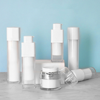 Bouteille carrée ronde en plastique acrylique, lotion pe, 15ml, 30ml, 50ml, flacon pompe sans air, ensemble de pots de crème pour le visage