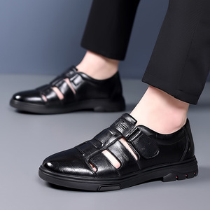 Zuecos de Cuero para Hombre, Color Marrón, Cierre de Velcro, Sandalias Transpirables de Piel de Vaca, Calzado Informal, Talla Juvenil 606 - Product Image 2