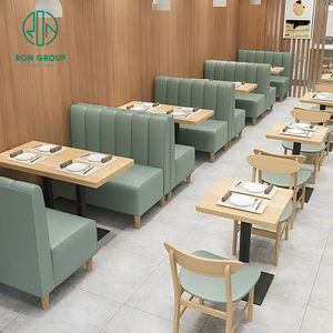 Muebles Modernos Nórdicos al por <span class=keywords><strong>Mayor</strong></span> de Cuero y Madera para Pizzerías, Restaurantes de Comida Rápida y Cafeterías, Conjunto de Mesa y Sillas con Asientos Tipo Booth - Product Image 1