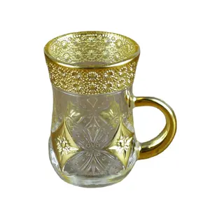 Set di Tazze da Tè Turche in Vetro Placcato Oro, Regalo Arabo Ottomano, 12 Pezzi con Supporti, <span class=keywords><strong>Bicchieri</strong></span> con Rilievi, Copas De Te Cafe - Product Image 6