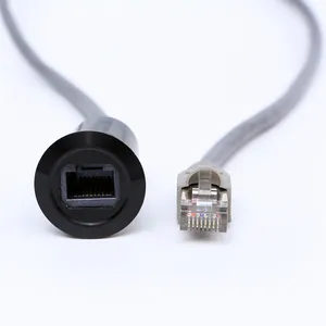 22mm Metal RJ45 Panel Mount Connector Front Female Back Male With 60cm Cable