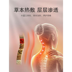 Coussin chauffant pour le cou en armoise, forme oblongue, fermeté moyenne, soutien cervical chauffant, coussin de massage en polyester, taille standard - Product Image 1