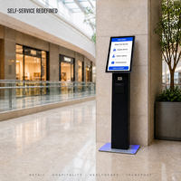 Source Factory Machine de kiosque tout-en-un Affichage vertical Demande de requête tactile Application intérieure avec distributeur de billets Publicité au sol