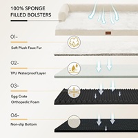 Maßgefertigtes Niedliches Modisches Hundebett mit Wasserdichten Seiten, Kristallvelours, Orthopädischer Schaumstoff, Rechteckig, Abnehmbarer Bezug, Haustier-Sofa