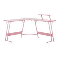 Table de bureau d'ordinateur de jeu en forme de L avec coin, porte-gobelet et crochet pour casque d'écoute
