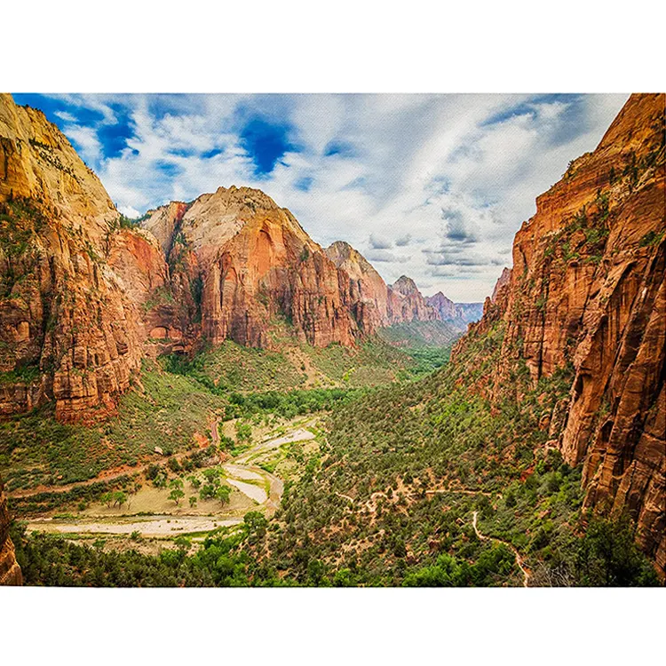 Kanvas Cetak Seni Dinding Aerial Pemandangan Zion National Park Nature Wilderness Fotografi Realisme Ruang Lanskap Pedesaan Multiwarna