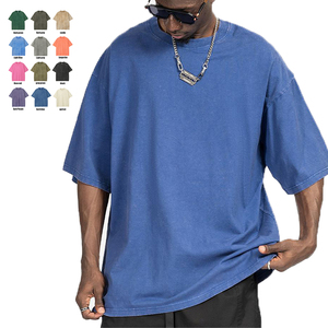 Hip Hop 100%Cotton Streetwear Acid Washed Vintage Loose Fit Cotton T Shirts Heavyweight Acid Wash T Shirt for Unisex - Product Image 1