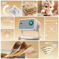 Projecteur Home Cinéma 1080P, 650 Lumens ANSI LED Ultra HD, 2000:1, compatible 4K, montage mural pour intérieur/extérieur