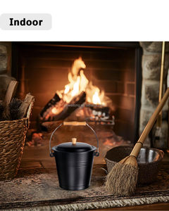 Mở Hearth Kim Loại Đen Tro Xô Với Xẻng - Product Image 3