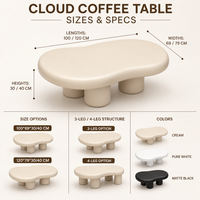 Table basse en forme de nuage arrondie avec un profil bas et une base cylindrique pour la maison, l'hôtel, le salon et la zone de réception