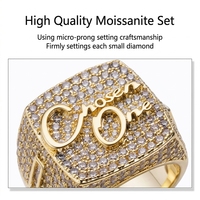 Bague unisexe personnalisée de luxe en argent S925, style hip-hop, avec moissanite incrustée sertie en clos de taille hexagonale, large et lourde, cadeau de fête