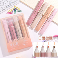 Ensemble de stylos marqueurs surligneur à grande pointe pastel 4 couleurs pour étudiants Vente en gros