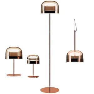 Moderne Wohnkultur Designer Runde Luxus Kupfer Nachttisch LED Glas Äquator Tisch lampe