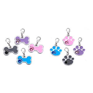 Zinc Alloy Casting Anti-Lost Pet Nameplate Rhinestone Bone Paw <b>ID</b> <b>Tags</b> Engravable Dog Name <b>Tag</b> Lobster Clasp Charms - Product Image 1