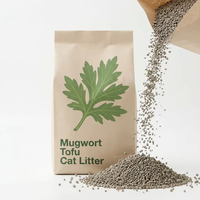 Litière pour chat en tofu d'armoise antibactérienne, biodégradable, faible poussière, neutralisation des odeurs, à base de plantes, soin santé, vente en gros, OEM